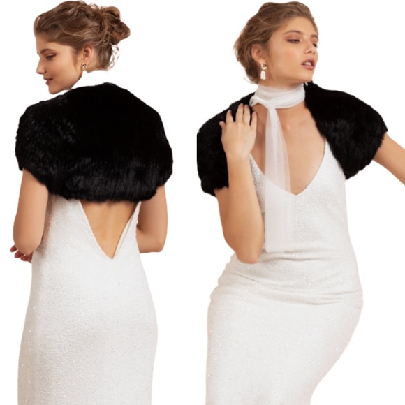 Bubish Jackets & Blazers - Bubish Whistler Fur Bridal Bolero Black Medium NWT